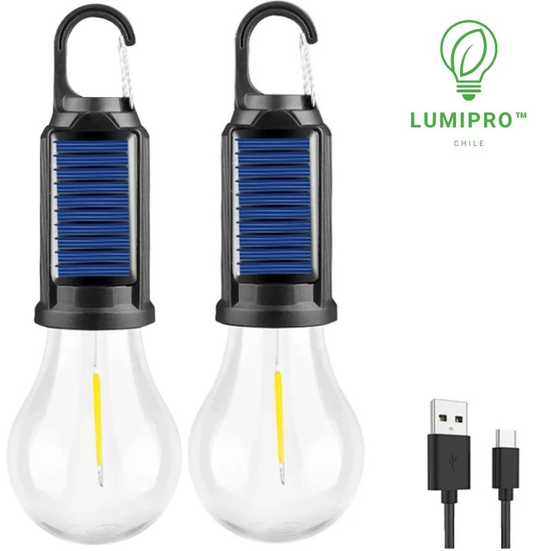 Pack Ampolletas (x2) LumiPro™ Led Solar & USB